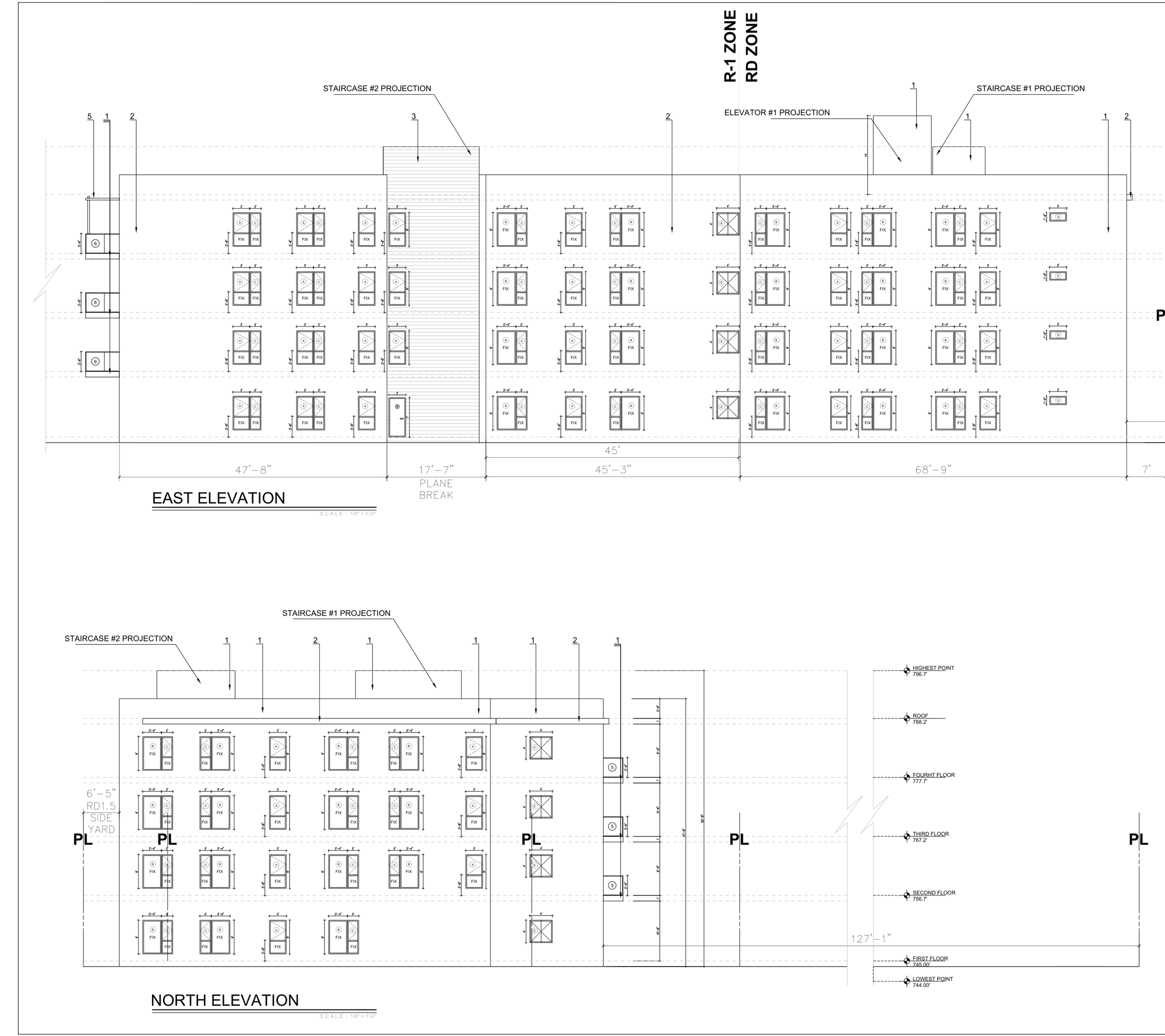 East and north elevations